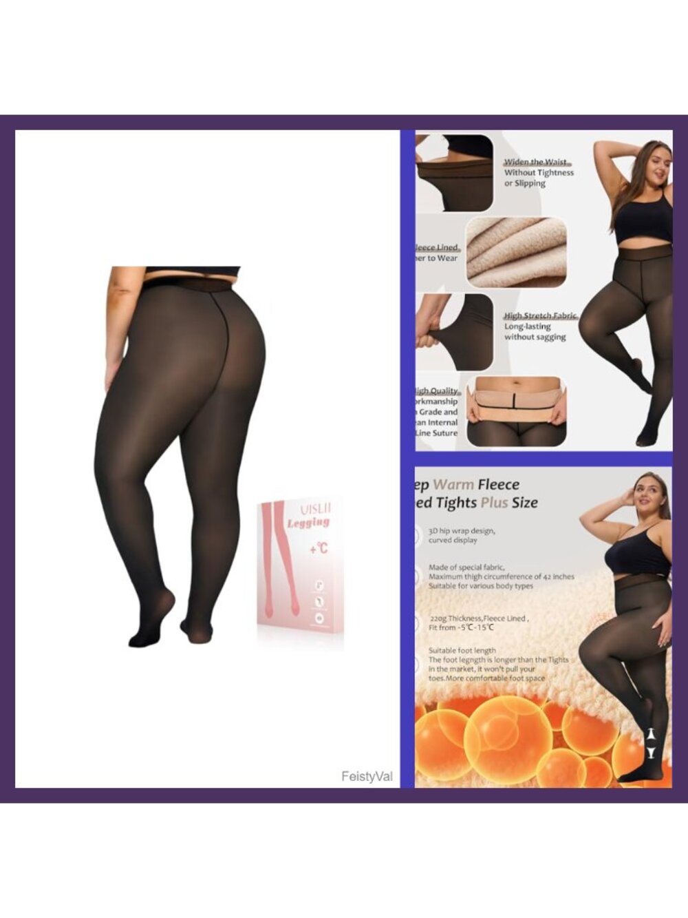 Plus Size Fleece Lined Tights High Waist Stretchable Thermal Winter Leggings